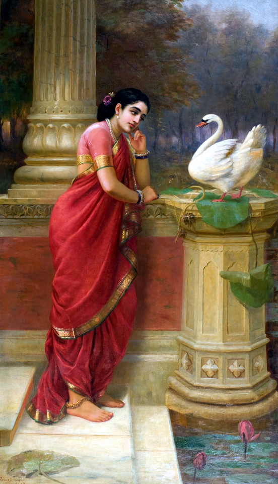 Damayanti and the Hamsa by Raja Ravi Varma
